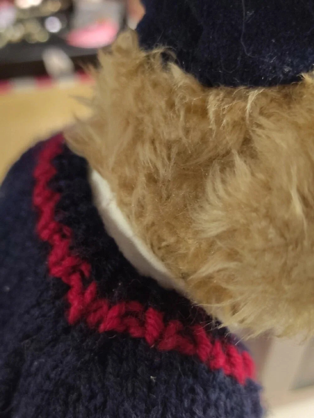 Polo by Ralph Lauren Tan Bear with Navy & Red Knit Sweater